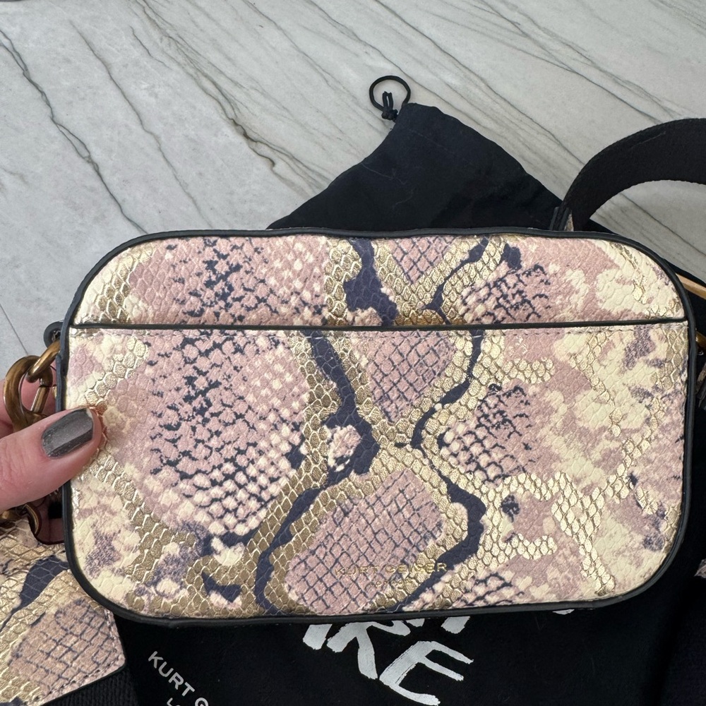 Kurt Geiger Pink and Cream Snakeskin Crossbody Bag - Picture 2 of 4